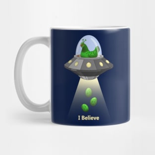 Funny Green Alien Chicken Egg Abduction Mug